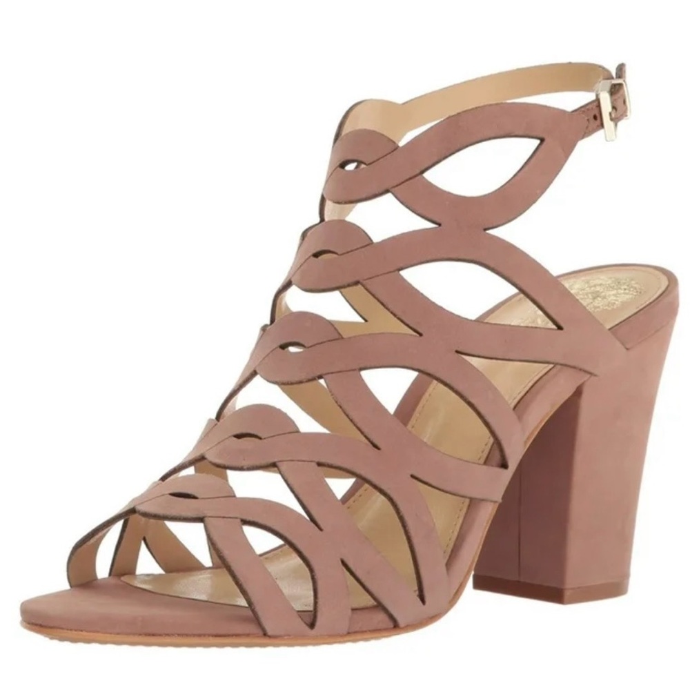 Vince Camuto Dusty Rose Cutout Block Heel Sandals